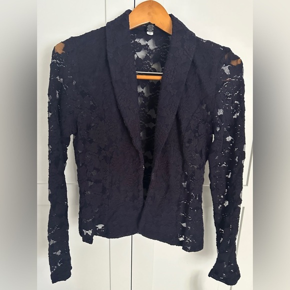 INC Navy Night Fall blazer lace top size small NWT - Picture 1 of 3